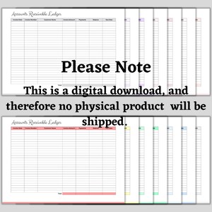 Printable Accounts Receivable Ledger, Small Business Template ...