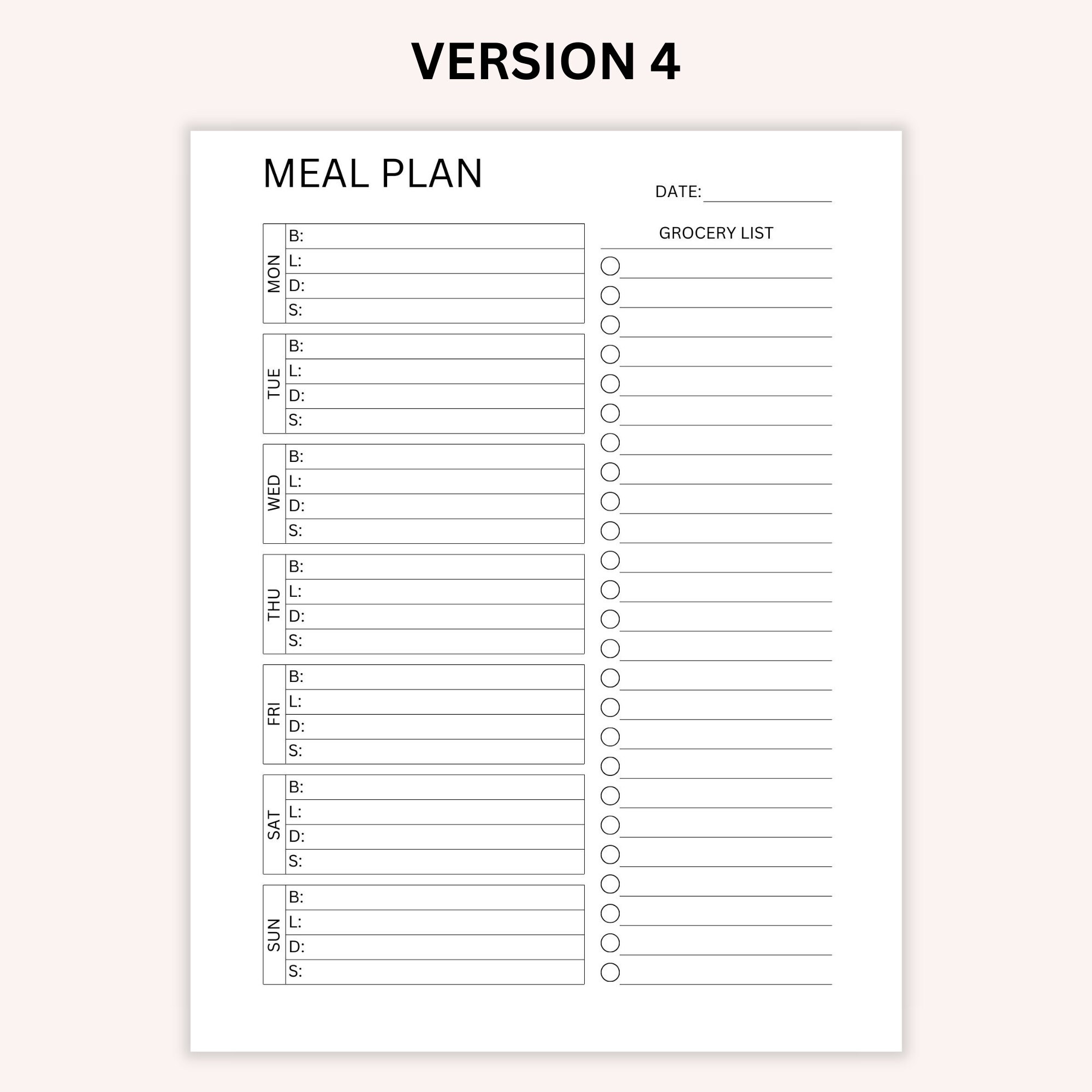 Printable Weekly Meal Planner With Grocery List, Shopping List, Grocery ...