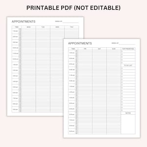 Op de afbeelding: Printbare weekplanner met twee pagina's. De linker pagina heeft een dagelijks schema van 7:00 uur tot 21:00 uur voor maandag tot en met donderdag. De rechter pagina heeft een dagelijks schema van 7:00 uur tot 21:00 uur voor vrijdag, zaterdag en zondag. Het bevat ook secties voor topprioriteiten, een to-dolijst en notities.