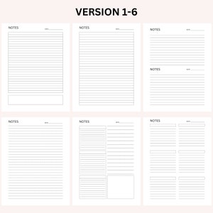 Printable Notebook Pages, Note Taking Templates, Notes Planner, Lined ...