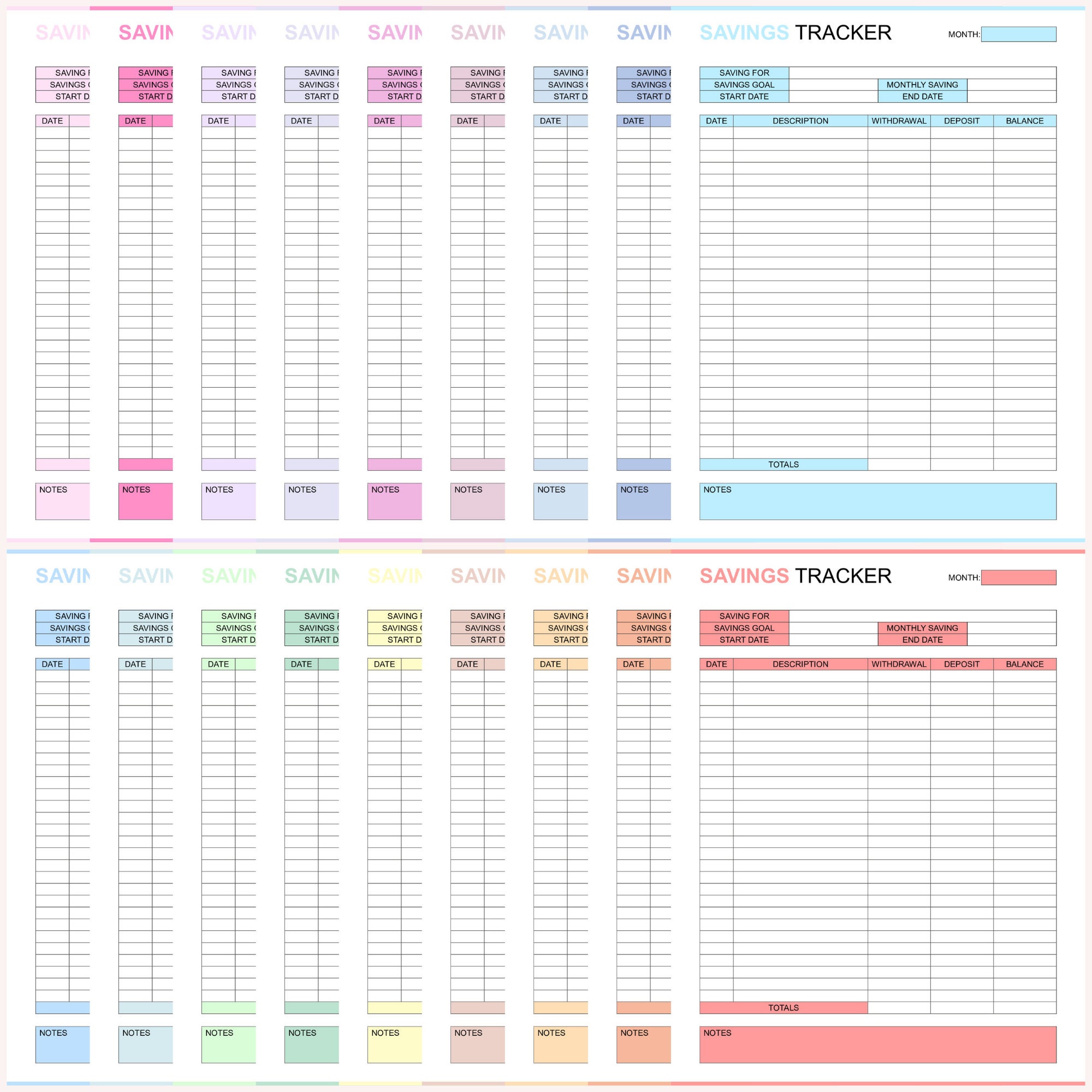 Saving Task Templates Editable Savings Tracker, Saving Challenge, Sinking Funds, Money Goal ...