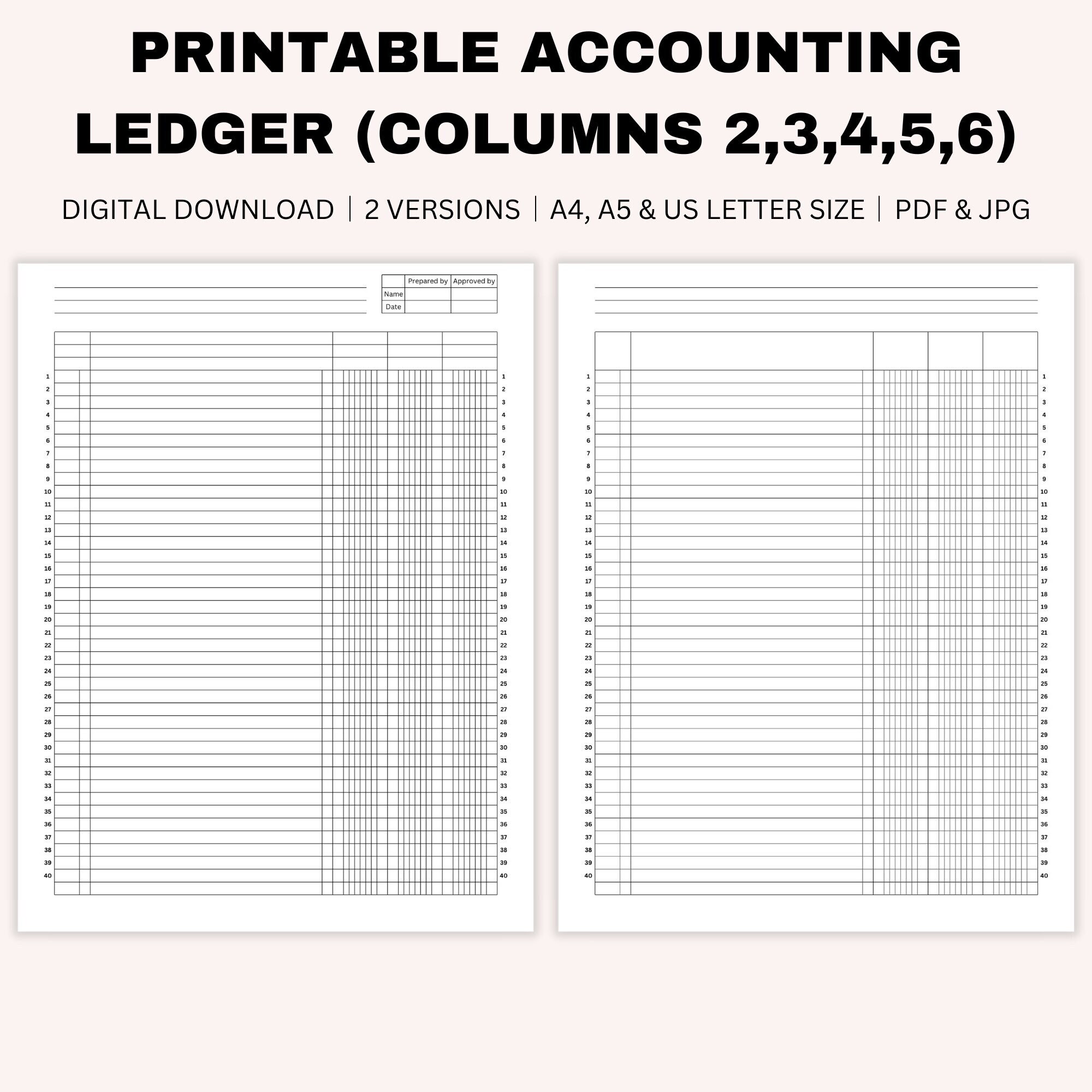 200-Pack Ledger Sheets - 5 X 8.5 Inch Accounting Column Pads For Business, Home Budgeting & Receivables