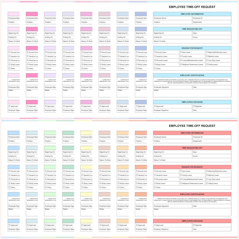Editable Employee Time-off Request Template, Printable Vacation Request ...