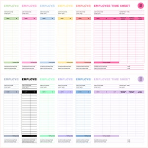 Editable Employee Time Sheet, Clock in &amp; Out Sheet, Time Card, Work Log, Small Business Template ...
