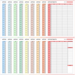 Op de afbeelding: Een weekplanner met een kleurrijk ontwerp. De planner heeft een sectie voor afspraken, een to-dolijst en een sectie voor topprioriteiten. De planner is verdeeld in dagen van de week, waarbij elke dag een kolom heeft voor afspraken en een tijdschaal van 7:00 uur tot 21:00 uur.