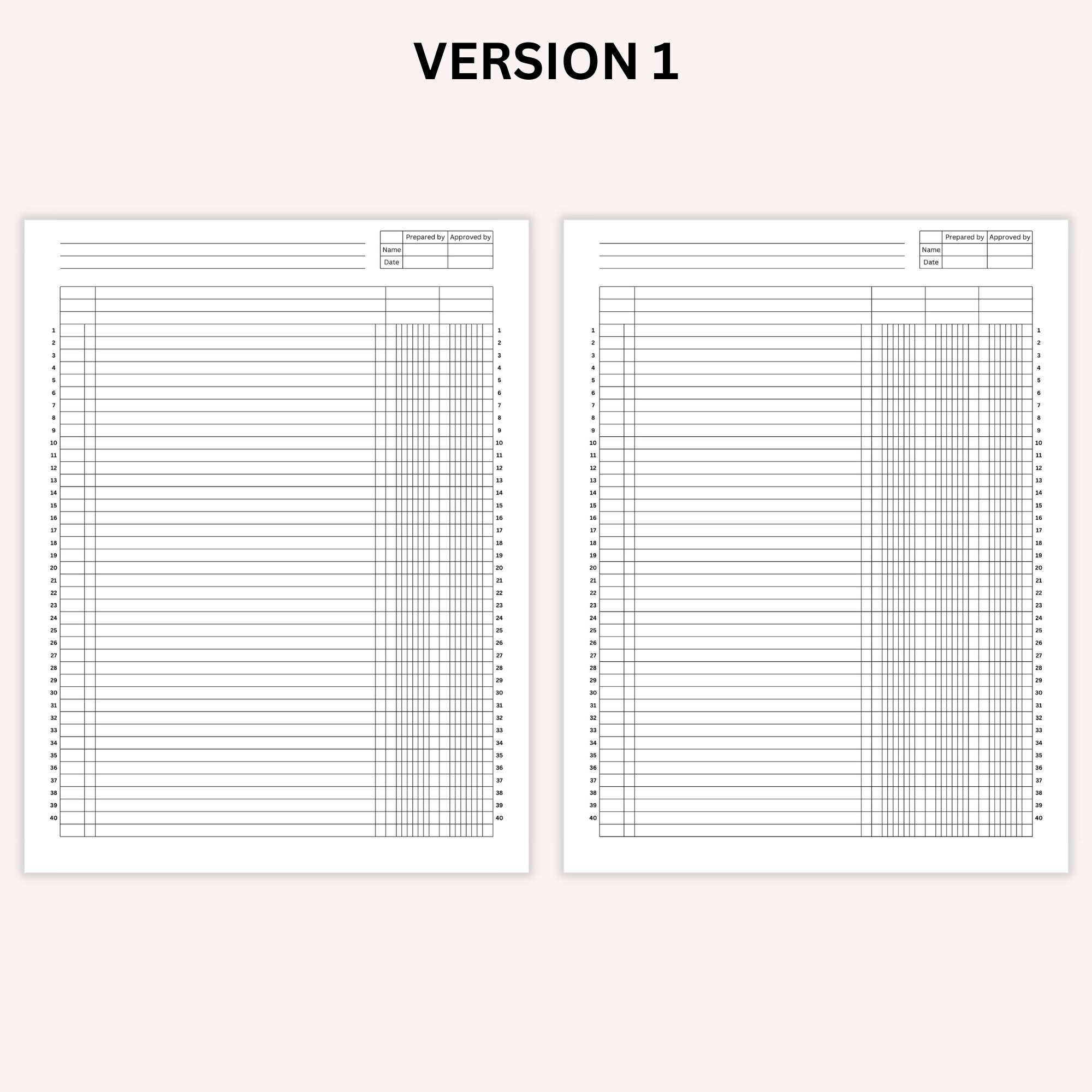 Printable Blank Accounting Ledger Log for Credits and Debits Printable Blank Accounting Ledger Log for Credits and Debits