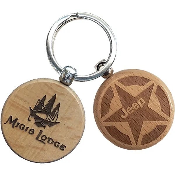 Laser Engraved Round Wooden Keychain