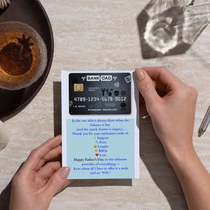 Grappige Vaderdagkaart - Bank of Dad - Afdrukbare kaart voor vader met onbeperkt tegoed - Digitale download - Dad Appreciation Card