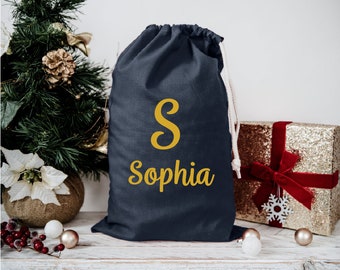 Navy Personalised Santa Sack, extra large Christmas sack, Christmas Gift Bag, Blue Christmas sack, kids stocking