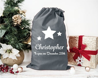 Grey Personalised Christmas Santa Sack, extra large Christmas sack, Christmas Gift Bag, Grey Christmas sack