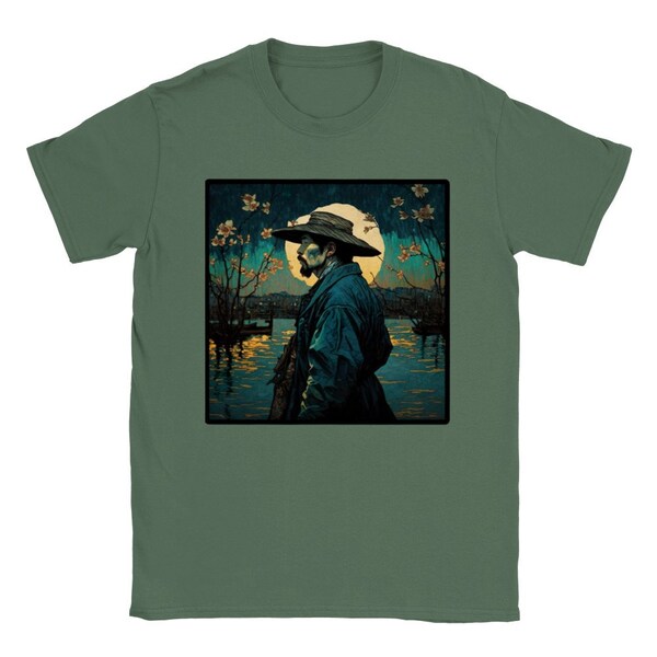 Van Gogh X Ukiyo-e Classic Unisex Crewneck T-shirt Original Gift,Cool Shirt,Gift For Women and Man,Vintage,Abstract design,Japanese design