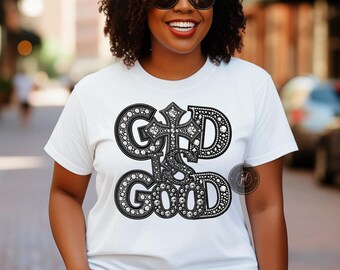 God is Good Faux Rhinestone T-shirt, Motivational Christian shirt, Christian Shirt For Women, Christian Apparel, Christian Clothing