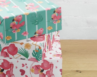 Pink Flamingo Gift Wrapping Paper Sheets, Matte Finish
