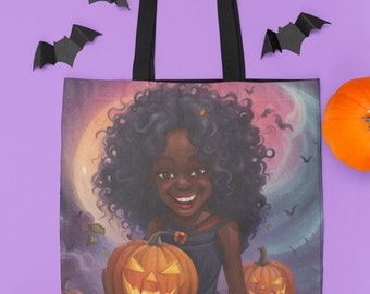 Tote Bag (AOP), Kids Halloween Tote, Trick or Treat Tote, Adult Trick or Treat Tote, Adult Halloween Bag, Halloween Candy Bag, Halloween Bag