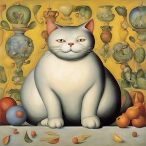 Canvas Print , Funny Cat Print , Fernando Botero Wall Art , Cat Lover Gift , Wall Decor, Office Decor, Cat Wall Art, Cat Painting, Cat Gift