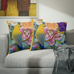 Parrot Cushion Cover | Tropical Bird Pillow | Parrot Design Cushion Case | Throw Pillow | Bird Pillow Cover | Home Gift | Tropical Decor