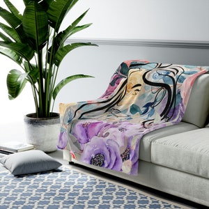 Floral Girl Velveteen Plush Blanket