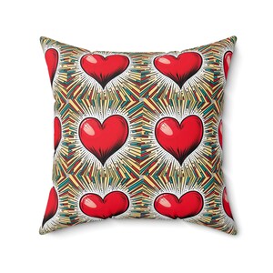 Valentine Heart Throw Pillow, Spun Polyester Square Pillow