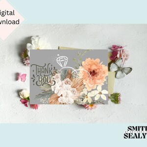 Printable Thank You Cards, instant download 7x5 inch Thank you cards.