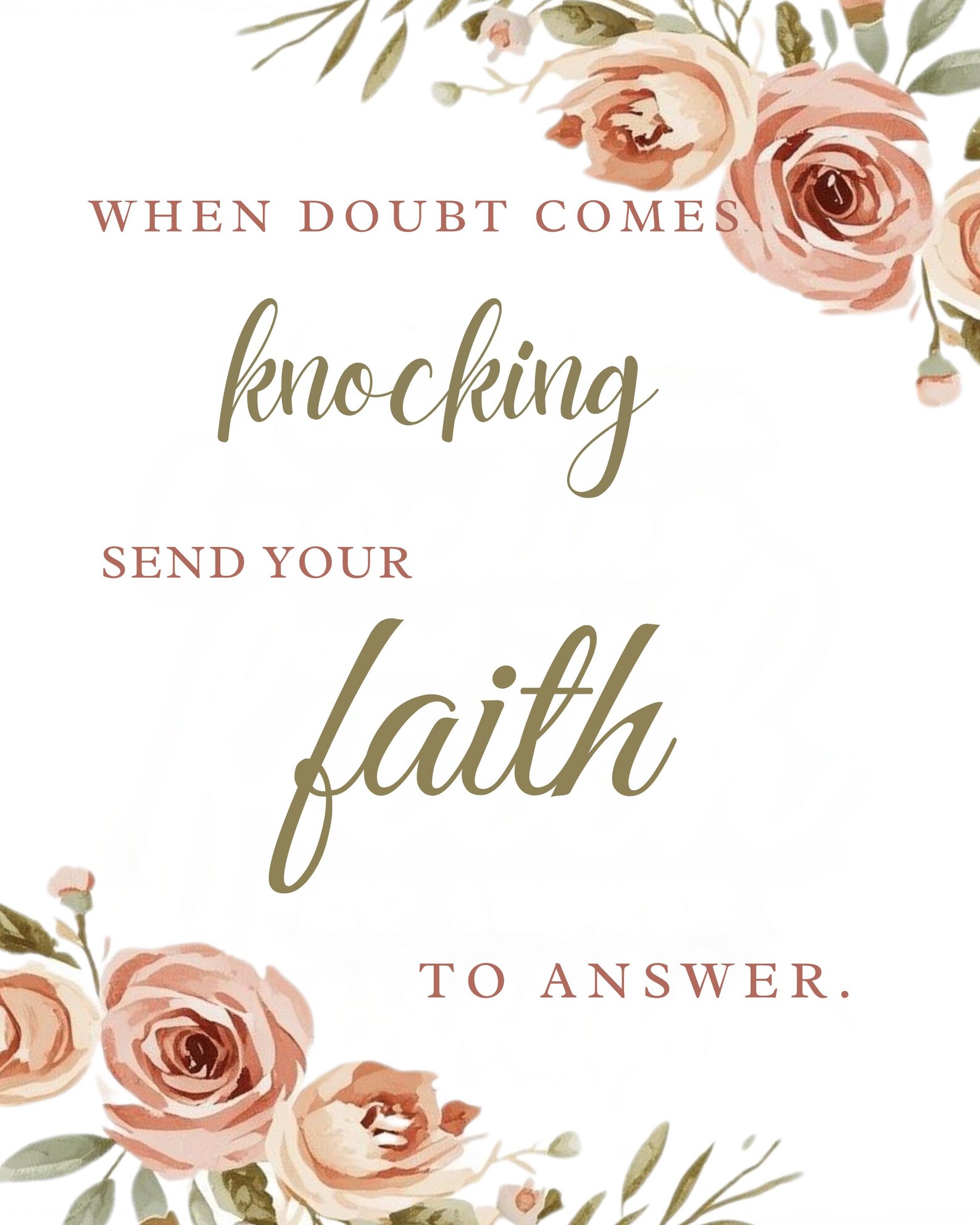 Christian Faith Wall Art Printable 8x10, When Doubt Comes Knocking - Etsy