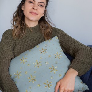 Blue Christmas Star Pillow, Mix and Match Pillow, Decorative Throw Pillow, Pillow, Holiday Throw Pillows, Holiday Decor, Polyester Pillow