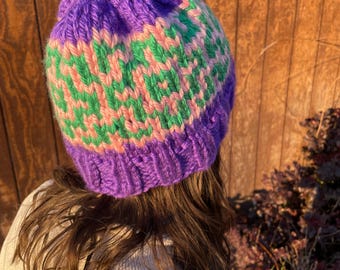 Four Square Beanie Knit Pattern