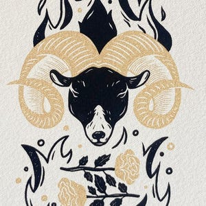 Aries - Lámina serigrafiada - Ilustración del horóscopo - Astrología - Impresión original hecha a mano - Impresión de edición limitada