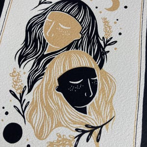 Géminis - Lámina serigrafiada - Ilustración del horóscopo - Astrología - Impresión original hecha a mano - Impresión de edición limitada