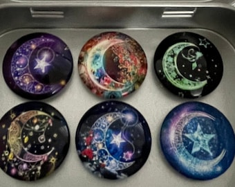 Aimants Lune | Magnets lune et étoiles | Cadeau lune | Aimants pour réfrigérateur | Cadeau païen | Décoration bohème | Aimants pour casiers | Lune Lune | Lune Soleil