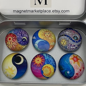 Sun and Moon Magnets | Sun and Moon Decor | Sun and Moon Art | Kitchen Decor | Office Decor | Fridge Magnets | Sun Moon Ring Yang