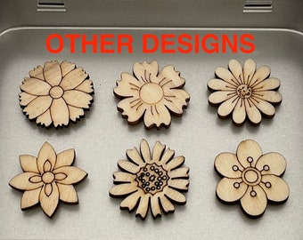 Wood Flower Magnets | Wooden Floral Magnet Set | Wood Fridge Magnets
