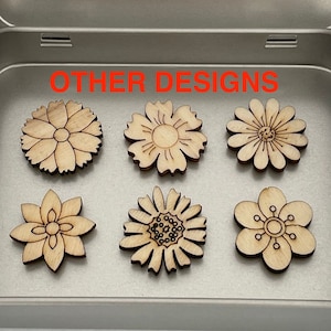 Wood Flower Magnets | Wooden Floral Magnet Set | Wood Fridge Magnets