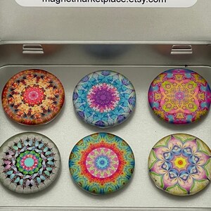 Mandala Magnets | Mandala Decoration Magnet Set | Mandala Art Fridge Magnets | Mandala Magnet Set