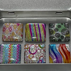 Holographic Magnet Set | Magnetic Gift Set | Square Tile Rainbow Magnets | Unique Gifts for Girlfriend