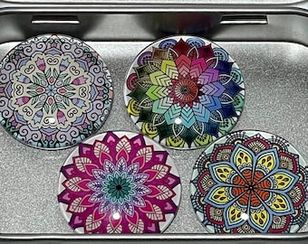 Aimants d’art mandala | Aimants de décoration Mandala | Cadeau pour ami | Ensemble d’aimants de réfrigérateur | Cadeau de pendaison de crémaillère | Merci Aimants | Aimants amusants
