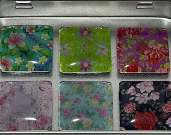 Magneetset met bloemen | Cadeauset magneet | Magneten voor koelkast | Leraarcadeau | Keukenmagneten bloemen