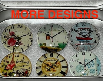 Clock Magnets | Antique Clocks Magnet Set | Fridge Magnets Vintage Clocks