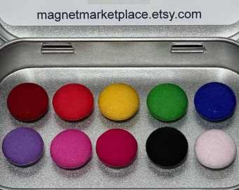Button Magnets | Fabric Button Magnet Set | Magnetic Board Magnets | Whiteboard Magnets | Fridge Magnets