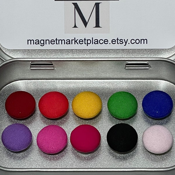 Button Magnets | Fabric Button Magnet Set | Magnetic Board Magnets | Whiteboard Magnets | Fridge Magnets