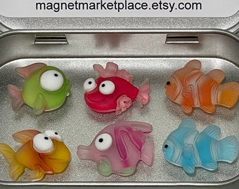 Cute Fish Magnets | Fish Magnet Set | Fish Gift | Ocean Theme Magnets | Fishing Fish Magnets | Tropical Fish Magnet | Under Sea | Ocean Gift