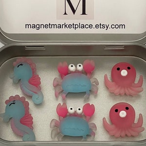 Ocean Theme Magnets | Under the Sea | Ocean Animals Magnet Set | Cute Sea Creatures | Cute Ocean Animal Magnets | Fridge Magnet Set