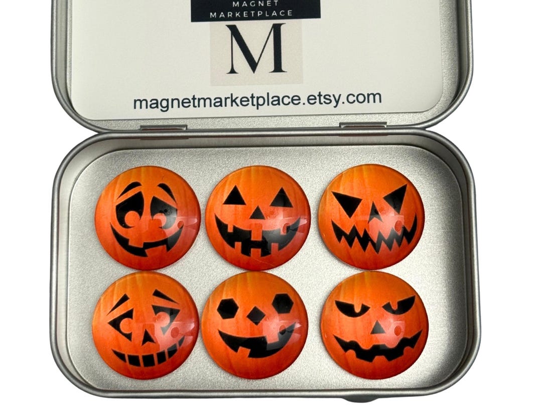 Pumpkin Face Halloween Magnets | Pumpkin Magnets | Pumpkin Decor ...