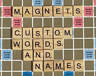 Custom Scrabble Words & Names Magnets | Custom Scrabble Magnets | Wood Scrabble Magnets Custom