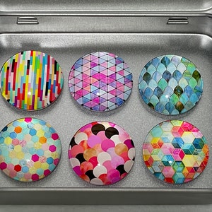 Unique Refrigerator Magnet Set | Colorful Magnets | Trendy Magnets | Round Magnet Set
