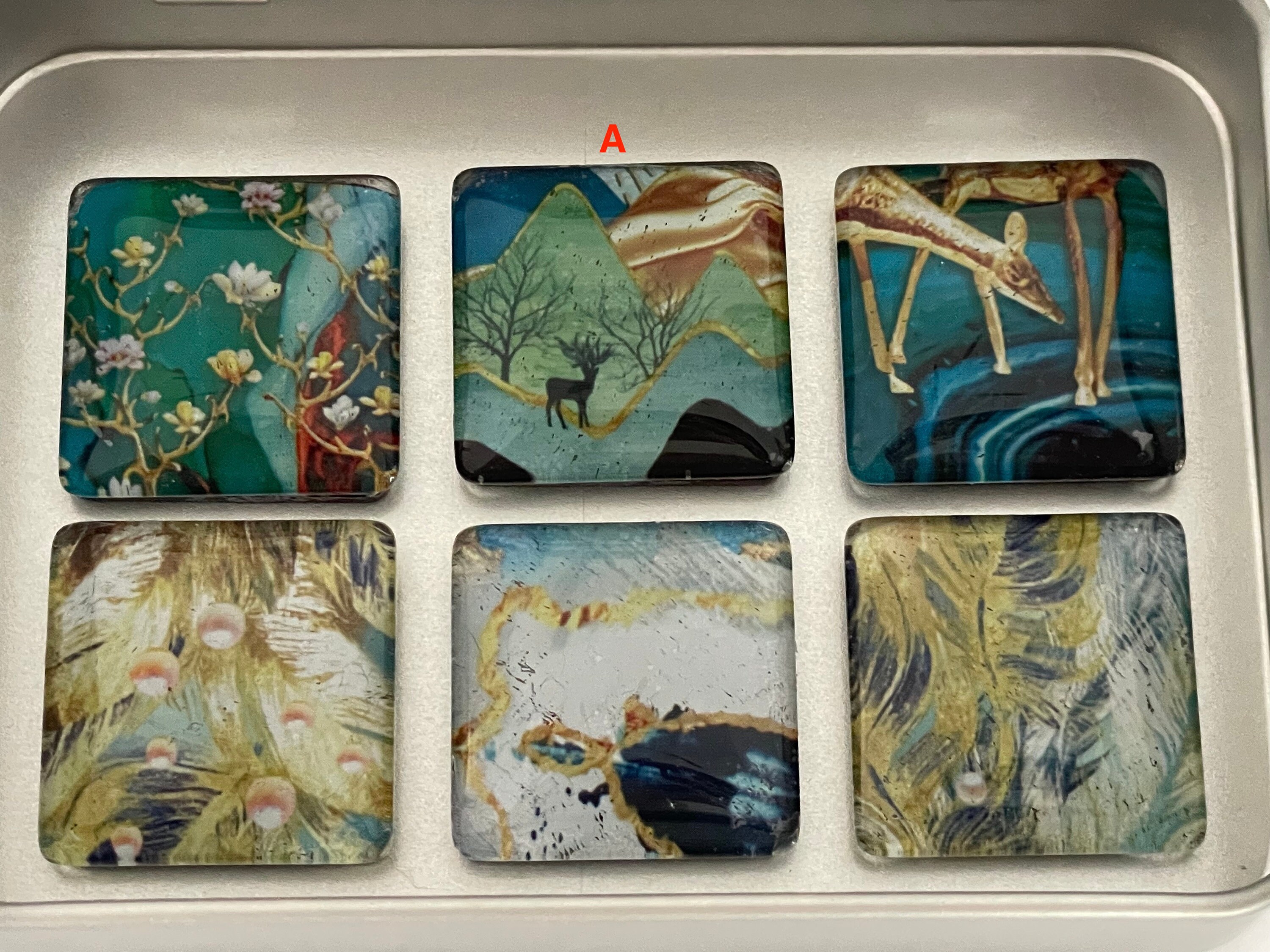 Nature Fridge Magnets Refrigerator Magnet Gift Set Nature Inspired Blue ...