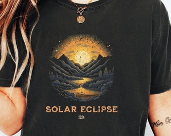 Eclipse T Shirt 2024 | Solar Eclipse TShirts | Total Solar Eclipse Astronomy Family Eclipse Shirts | Comfort Colors 1717 | Oversized