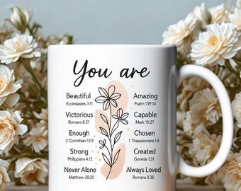 Christian Coffee Mug – Bible Verse Affirmations for Women