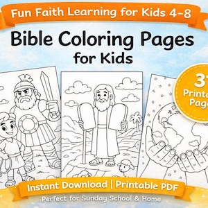 Bible Coloring Book for Kids Printable, Christian Coloring Pages, Old and New Testament Activity Book, Faith Based Coloring Pages Ages 4-8 image 1