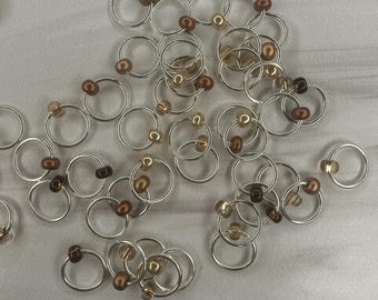 Copperaction Snag-Free Stitch Markers, Knitting Accessories, Knitting Notions, beige brown netural stitch markers (Optional Case)