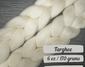 Targhee Fiber Undyed Combed Top Fiber for Spinning or Dying Custom Fiber Braid for Felting Fiber Arts Crafts Gift for Spinners Roving Yarn